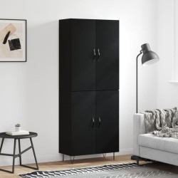 vidaXL Aparador alto madera contrachapada negro 69,5x34x180 cm