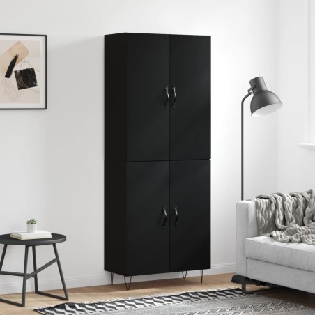 vidaXL Aparador alto madera contrachapada negro 69,5x34x180 cm