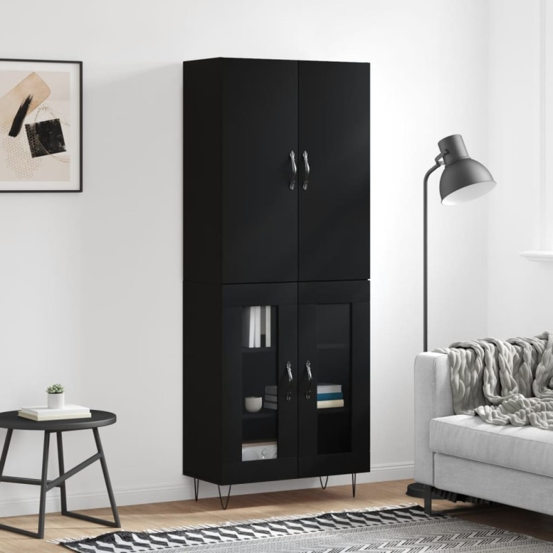 vidaXL Aparador alto madera contrachapada negro 69,5x34x180 cm vidaXL Aparador alto madera contrachapada negro 69,5x34x180 cm