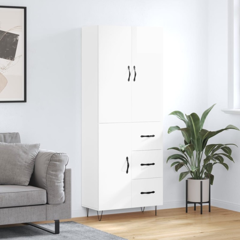 vidaXL Aparador alto madera contrachapada blanco brillo 69,5x34x180 cm vidaXL Aparador alto madera contrachapada blanco brillo 69,5x34x180 cm