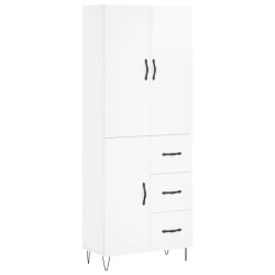 vidaXL Aparador alto madera contrachapada blanco brillo 69,5x34x180 cm