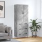 vidaXL Aparador alto madera contrachapada gris hormigón 69,5x34x180 cm vidaXL Aparador alto madera contrachapada gris hormigón 69,5x34x180 cm