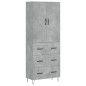 vidaXL Aparador alto madera contrachapada gris hormigón 69,5x34x180 cm vidaXL Aparador alto madera contrachapada gris hormigón 69,5x34x180 cm