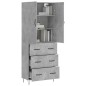 vidaXL Aparador alto madera contrachapada gris hormigón 69,5x34x180 cm vidaXL Aparador alto madera contrachapada gris hormigón 69,5x34x180 cm