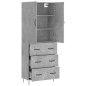 vidaXL Aparador alto madera contrachapada gris hormigón 69,5x34x180 cm vidaXL Aparador alto madera contrachapada gris hormigón 69,5x34x180 cm