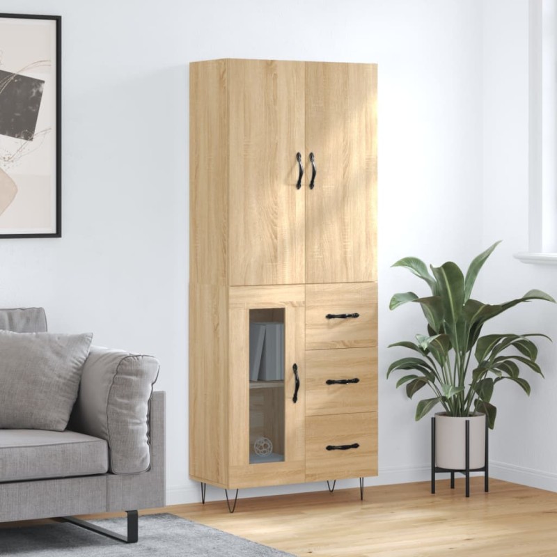 vidaXL Aparador alto madera contrachapada color roble 69,5x34x180 cm vidaXL Aparador alto madera contrachapada color roble 69,5x34x180 cm