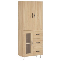 vidaXL Aparador alto madera contrachapada color roble 69,5x34x180 cm