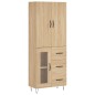 vidaXL Aparador alto madera contrachapada color roble 69,5x34x180 cm vidaXL Aparador alto madera contrachapada color roble 69,5x34x180 cm