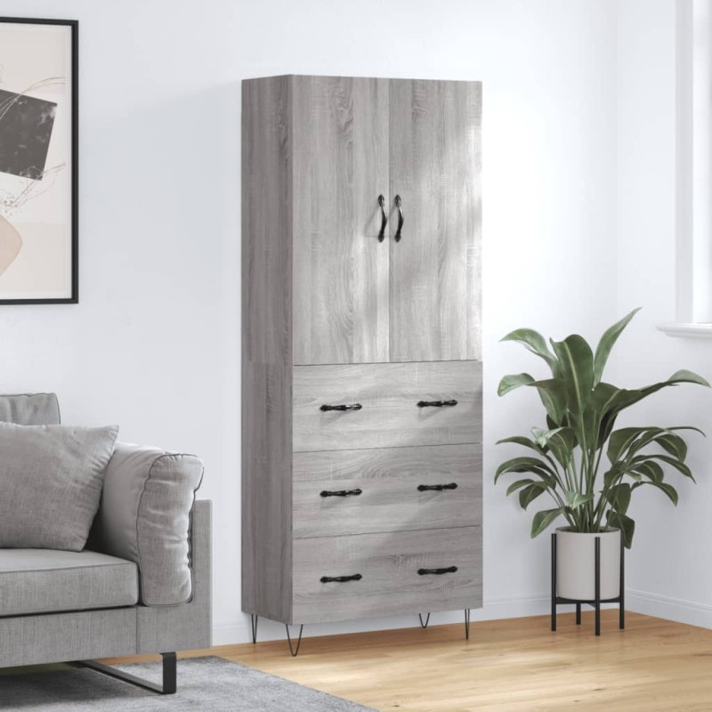 vidaXL Aparador alto madera contrachapada gris sonoma 69,5x34x180 cm vidaXL Aparador alto madera contrachapada gris sonoma 69,5x34x180 cm