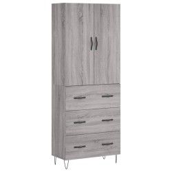 vidaXL Aparador alto madera contrachapada gris sonoma 69,5x34x180 cm