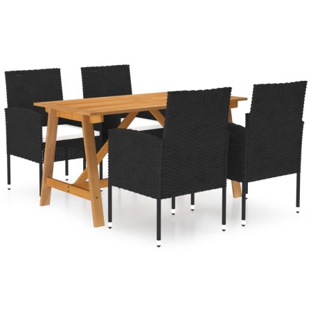 vidaXL Juego de comedor para jardín de 5 piezas negro