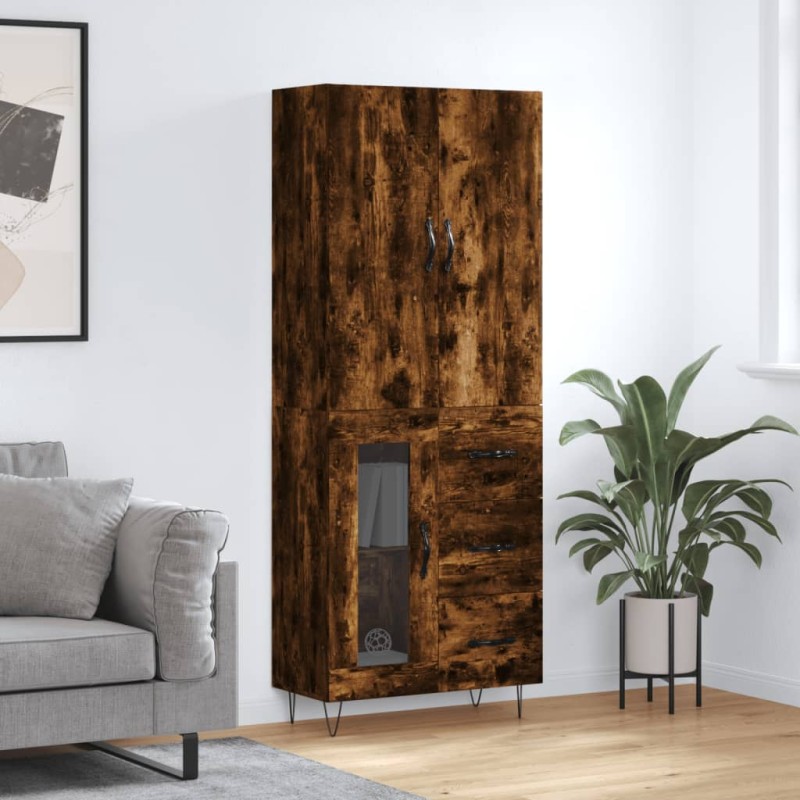 vidaXL Aparador alto madera contrachapada roble ahumado 69,5x34x180 cm vidaXL Aparador alto madera contrachapada roble ahumado 69,5x34x180 cm