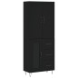vidaXL Aparador alto madera contrachapada negro 69,5x34x180 cm vidaXL Aparador alto madera contrachapada negro 69,5x34x180 cm