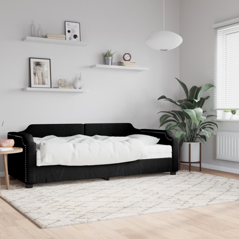 vidaXL Sofá cama con colchón tela negro 80x200 cm vidaXL Sofá cama con colchón tela negro 80x200 cm
