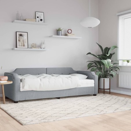 vidaXL Sofá cama con colchón tela gris claro 80x200 cm