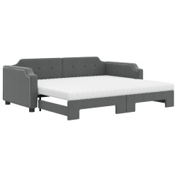 vidaXL Sofá cama nido con colchón tela gris oscuro 90x200 cm