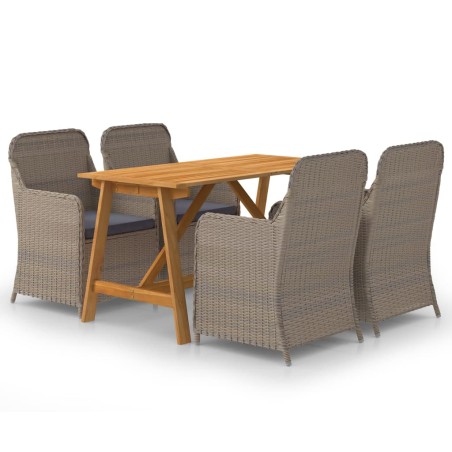 vidaXL Juego de comedor para jardín 5 piezas marrón