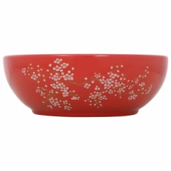 vidaXL Lavabo sobre encimera redondo cerámica blanco y rojo Φ41x14 cm