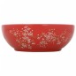 vidaXL Lavabo sobre encimera redondo cerámica blanco y rojo Φ41x14 cm