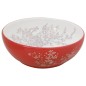 vidaXL Lavabo sobre encimera redondo cerámica blanco y rojo Φ41x14 cm