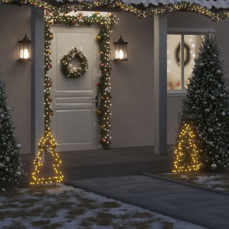 vidaXL Árbol de Navidad luces decorativas con estacas 80 LED 60 cm vidaXL Árbol de Navidad luces decorativas con estacas 80 LED 60 cm