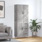vidaXL Aparador alto madera contrachapada gris hormigón 69,5x34x180 cm vidaXL Aparador alto madera contrachapada gris hormigón 69,5x34x180 cm