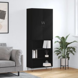 vidaXL Aparador alto madera contrachapada negro 69,5x34x180 cm