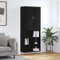vidaXL Aparador alto madera contrachapada negro 69,5x34x180 cm