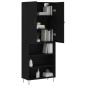vidaXL Aparador alto madera contrachapada negro 69,5x34x180 cm