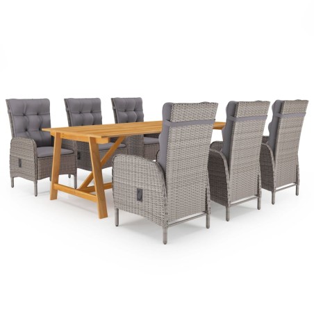 vidaXL Juego de comedor de jardín de 7 piezas gris