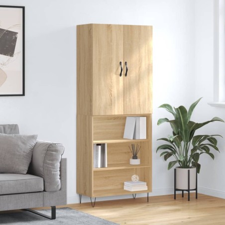 vidaXL Aparador alto madera contrachapada color roble 69,5x34x180 cm