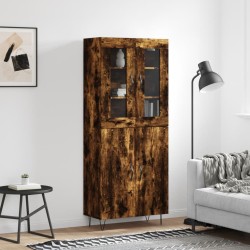 vidaXL Aparador alto madera contrachapada roble ahumado 69,5x34x180 cm