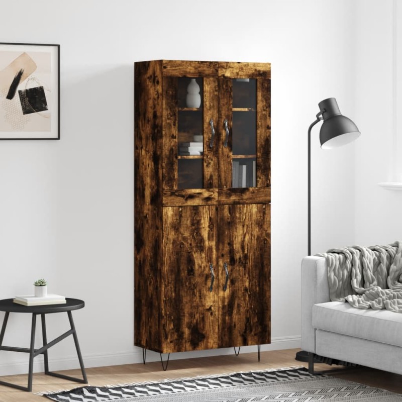 vidaXL Aparador alto madera contrachapada roble ahumado 69,5x34x180 cm vidaXL Aparador alto madera contrachapada roble ahumado 69,5x34x180 cm