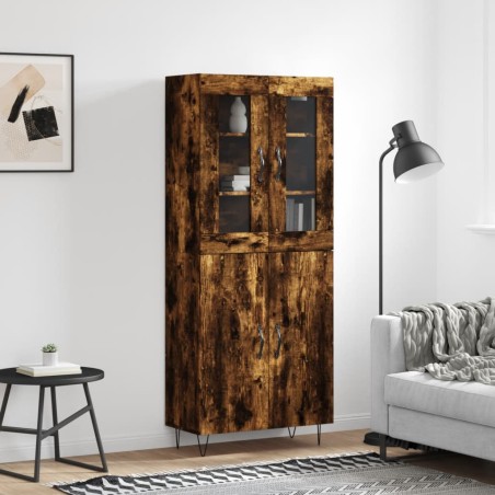 vidaXL Aparador alto madera contrachapada roble ahumado 69,5x34x180 cm