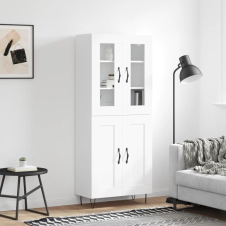 vidaXL Aparador alto madera contrachapada blanco 69,5x34x180 cm