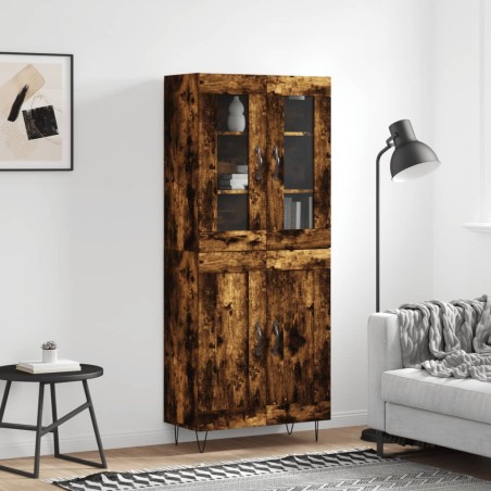 vidaXL Aparador alto madera contrachapada roble ahumado 69,5x34x180 cm