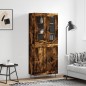 vidaXL Aparador alto madera contrachapada roble ahumado 69,5x34x180 cm