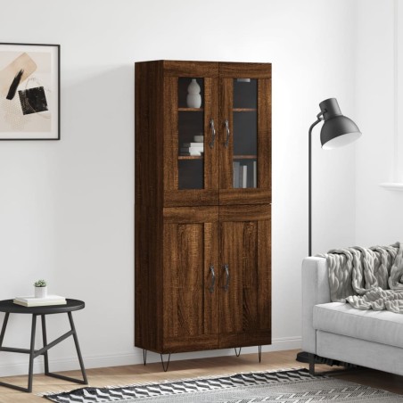 vidaXL Aparador alto madera contrachapada marrón roble 69,5x34x180 cm