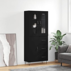vidaXL Aparador alto madera contrachapada negro 69,5x34x180 cm