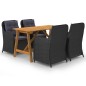 vidaXL Juego de comedor para jardín 5 piezas negro vidaXL Juego de comedor para jardín 5 piezas negro