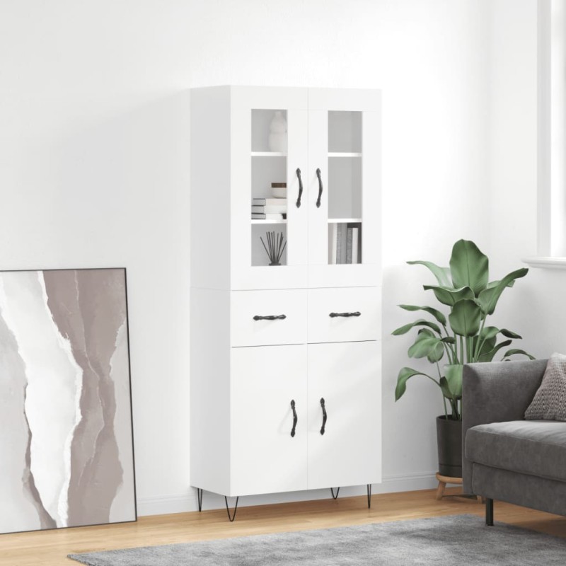 vidaXL Aparador alto madera contrachapada blanco brillo 69,5x34x180 cm vidaXL Aparador alto madera contrachapada blanco brillo 69,5x34x180 cm