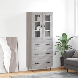 vidaXL Aparador alto madera contrachapada gris sonoma 69,5x34x180 cm
