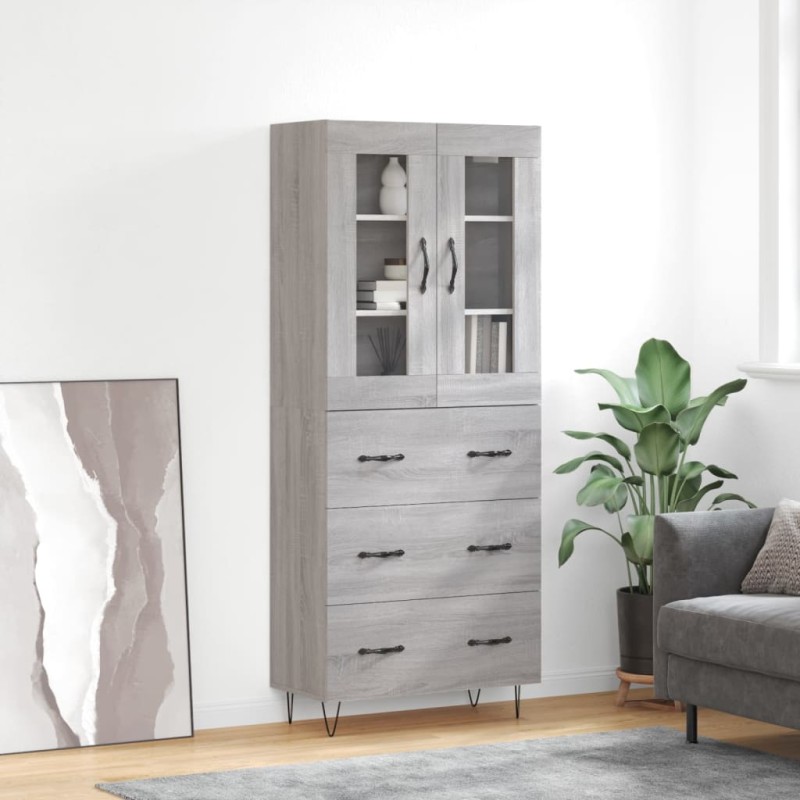 vidaXL Aparador alto madera contrachapada gris sonoma 69,5x34x180 cm vidaXL Aparador alto madera contrachapada gris sonoma 69,5x34x180 cm