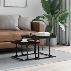 vidaXL Mesa de centro apilable 2 piezas madera de ingeniería negro