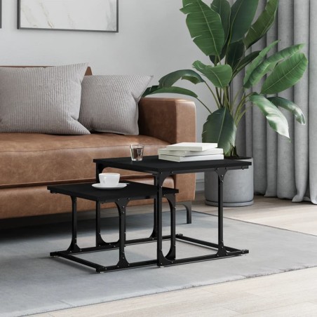 vidaXL Mesa de centro apilable 2 piezas madera de ingeniería negro