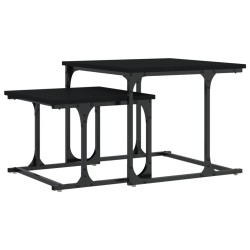 vidaXL Mesa de centro apilable 2 piezas madera de ingeniería negro