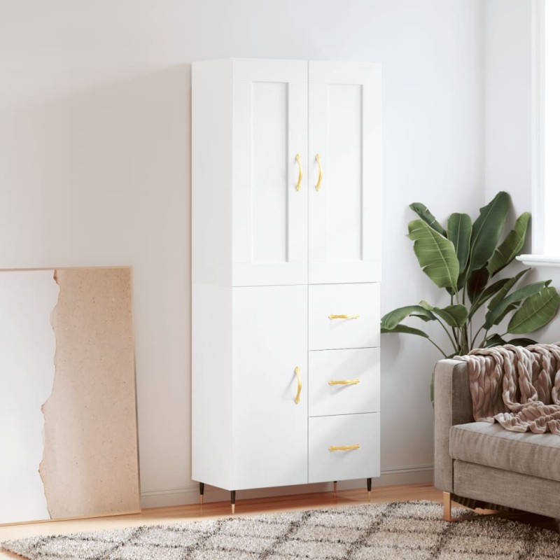 vidaXL Aparador alto madera contrachapada blanco 69,5x34x180 cm vidaXL Aparador alto madera contrachapada blanco 69,5x34x180 cm