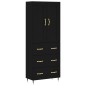 vidaXL Aparador alto madera contrachapada negro 69,5x34x180 cm vidaXL Aparador alto madera contrachapada negro 69,5x34x180 cm