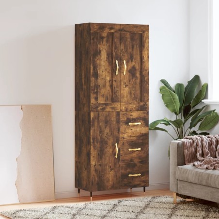 vidaXL Aparador alto madera contrachapada roble ahumado 69,5x34x180 cm