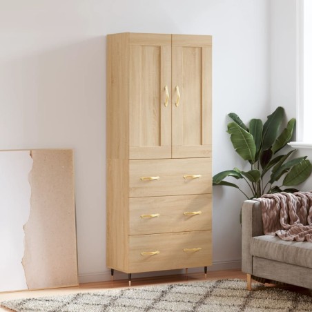 vidaXL Aparador alto madera contrachapada color roble 69,5x34x180 cm
